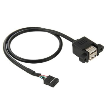 10 Pin Motherboard Female Header to 2 USB 2.0 Female Adapter Cable - 1