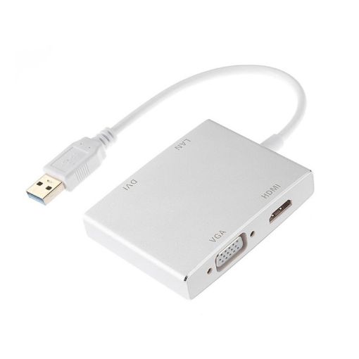 4 in 1 USB 3.0 to VGA HDMI DVI RJ45 Network Card Ethernet Converter - 1