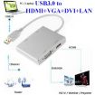 4 in 1 USB 3.0 to VGA HDMI DVI RJ45 Network Card Ethernet Converter - 4