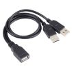 USB Female to 2 USB Male Cable, 30cm Length - 1