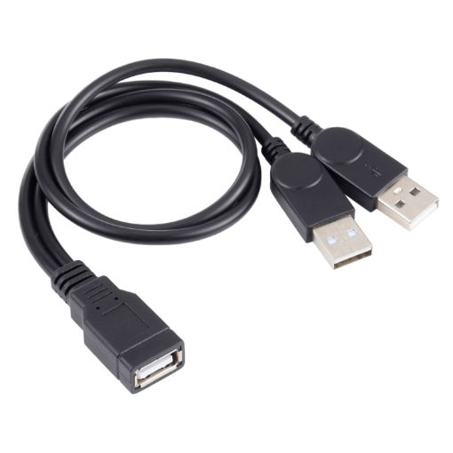 USB Female to 2 USB Male Cable, 30cm Length - 1