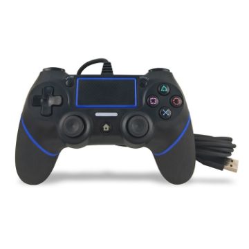 PS4 Wired Game Controller - Black Blue - 1