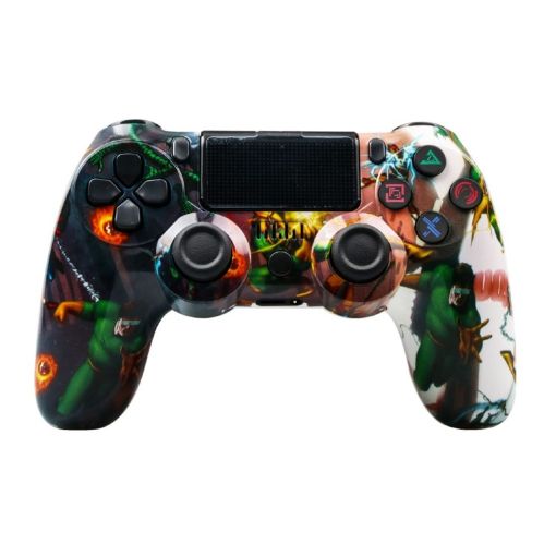 PS4 Wireless Bluetooth Game Controller with Light Strip Dual Vibration - Hulk - 1