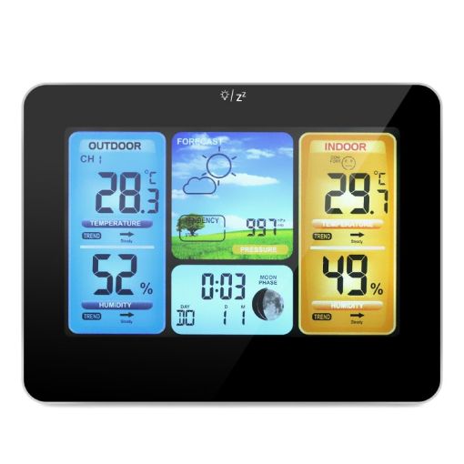 Wireless Weather Station Thermometer Hygrometer Alarm Clock - 1
