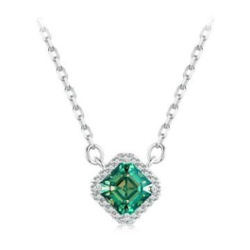 Picture of S925 Sterling Silver Moissanite Necklace Platinum Plated Jewelry Pendant (MSN030)