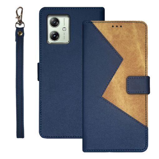 Motorola Moto G54 5G EU Leather Phone Case Blue - 1