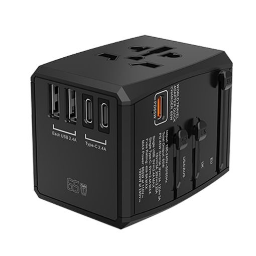 HHT905 PD 65W Dual USB+Dual Type-C Travel Plug - Black - 1