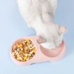 Picture of Pet Double Bowl Non-Slip Anti-Tip Drinking Feeder Cats Dog Supplies (Pink)