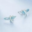 Picture of S925 Sterling Silver Platinum-plated Blue White Gradient Flying Fish Earrings (BSE977)