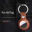 Shockproof Purple Leather AirTag Case with Key Chain - 6