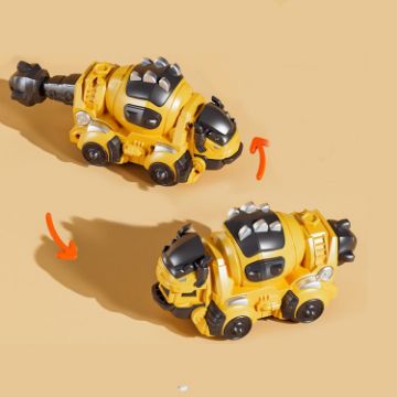 Picture of 2 In 1 Dinosaur Transforming Engineering Car Inertial Automatic Crash Toy, Color: Mixer Truck-Ankylosaurus Yellow