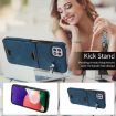 Samsung Galaxy A22 5G Blue Card Slot Ring Holder Phone Case - 4