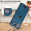 Samsung Galaxy A22 5G Blue Card Slot Ring Holder Phone Case - 7