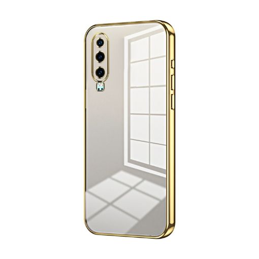 Huawei P30 Transparent Plating Fine Hole Phone Case - Gold - 1
