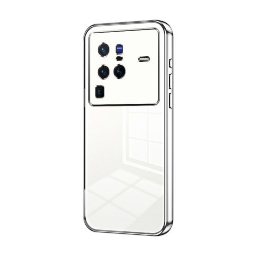 Vivo X80 Pro Transparent Plating Phone Case - Silver - 1