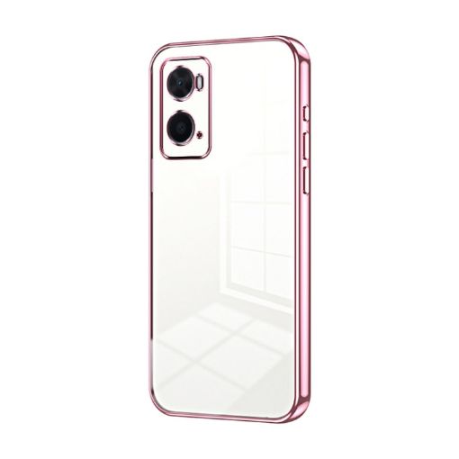 OPPO A36/A76/A96 4G Global Transparent Plating Phone Case (Pink) - 1
