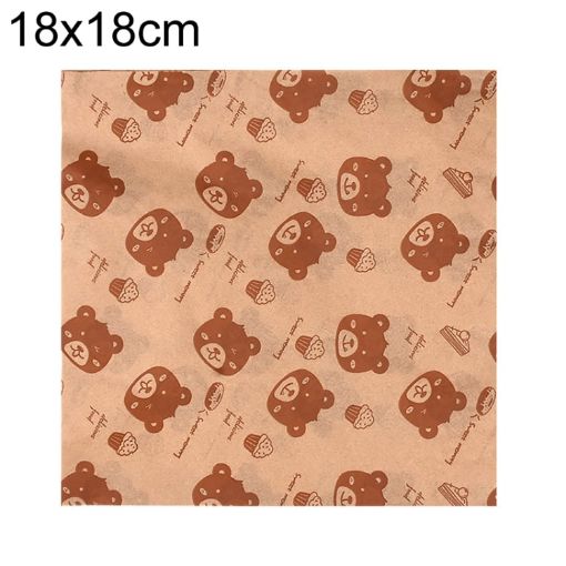 Bear Pattern Greaseproof Paper Baking Wrapping Paper 18x18cm - 1