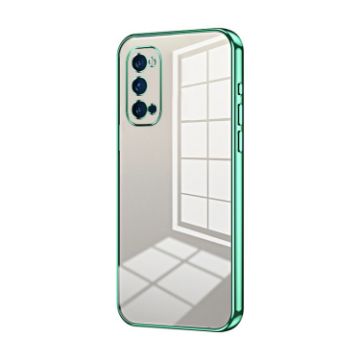 OPPO Reno4 Pro Transparent Plating Fine Hole Phone Case - Green - 1