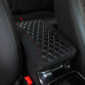 PU Leather Car Armrest Cover 32x19cm (Black) - 1