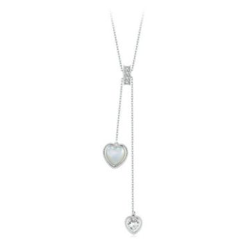 Picture of S925 Sterling Silver White Shell Love Y-shaped Valentine Day Necklace (BSN372)