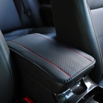 Car Center Console Cover Mat Fiber Leather Embossed Double Line Armrest Cover - 1