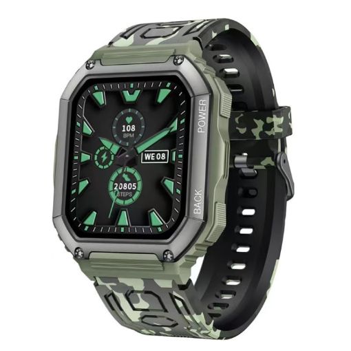 KR06 Waterproof Pedometer Sport Smart Watch, Camouflage Green - 1