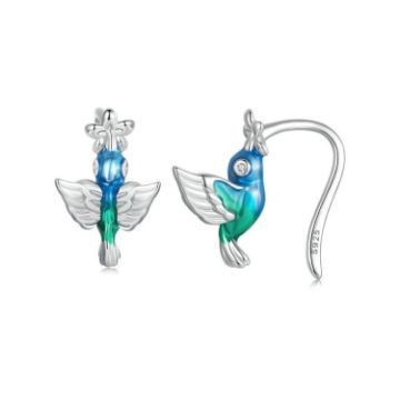 Picture of S925 Sterling Silver Early Spring Hummingbird Women Earrings (BSE990)