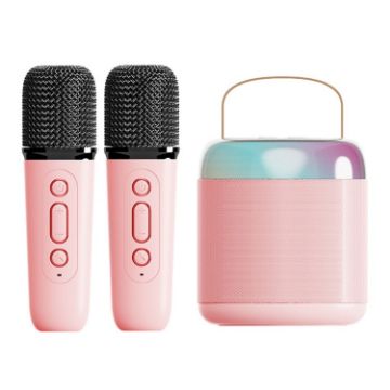 Picture of Home Portable Bluetooth Speaker Small Outdoor Karaoke Audio, Color: Y2 Pink (Double wheat)