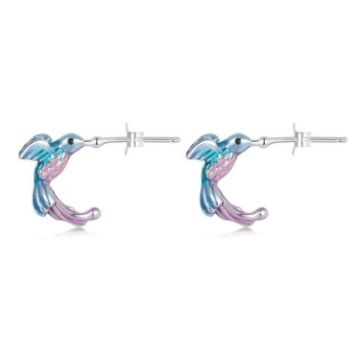 Picture of S925 Sterling Silver Platinum Plated Gradient Kingfisher Earrings (BSE997)