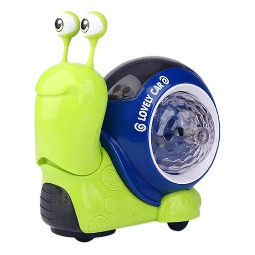 Children's Green Crawling Snail Toy - Sound & Light Projection Fun - 1