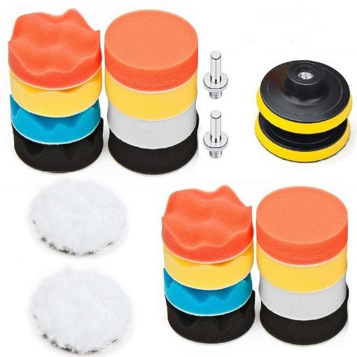 3 Inch Polishing Waxing Pad Sponge Buffing Kit - 22 in 1 - 1