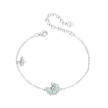 Picture of S925 Sterling Silver Platinum-plated Bee Daisy Women Bracelet (SCB270)