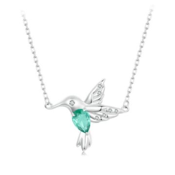 Picture of S925 Sterling Silver Platinum-Plated Smart Hummingbird Necklace For Women (BSN378)