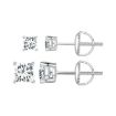 Picture of S925 Sterling Silver Platinum-plated Sparkling Square Moissanite Princess Earrings, Size: S