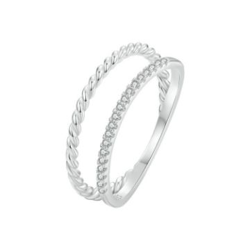 Picture of S925 Sterling Silver Platinum Plated Twist Double Layer Ring (No.7)