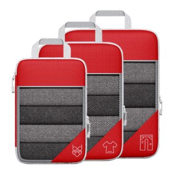 Compression Mesh Travel Cubes Packing Bags (Red) - 1