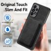 Samsung Galaxy A41 Retro Leather Card Bag Magnetic Phone Case - Black - 6