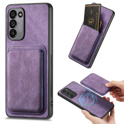Samsung Galaxy A41 Retro Leather Card Bag Magnetic Phone Case Purple - 1
