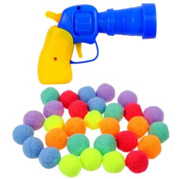 Picture of Cat Interactive Plush Toy Silent Plush Ball Launcher Pet Toy Balls, Color: Launcher + 20 Balls