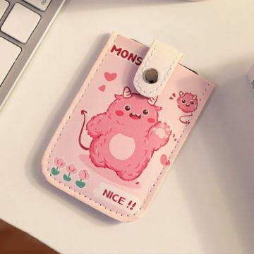 Pink Cartoon Card Holder with Multi-card Slot ID, Large Capacity - 1