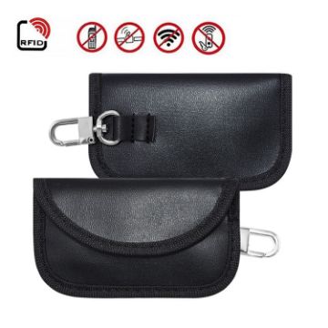 PU Leather RFID Cell Phone Car Key Signal Shielding Bag Anti Radiation Bag - 1