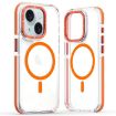 iPhone 13 Dual-Color Clear Acrylic Hybrid TPU MagSafe Phone Case - Orange - 1