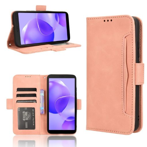 TCL 502 Pink Leather Phone Case with Card Slots - 1