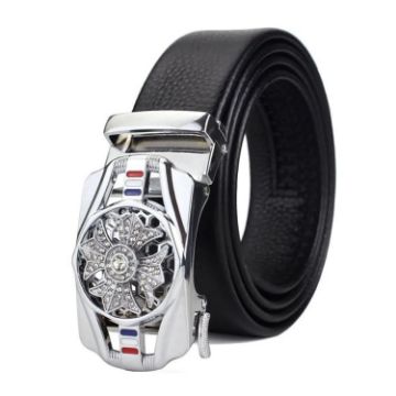 Picture of Dandali Scratch-Resistant Wrapped Edge Automatic Buckle Belt Mens Casual Waistbone Belt, Size: 120cm (Silver)