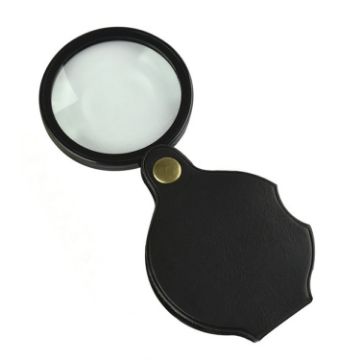 60mm 10X Folding Leather Case Magnifier Pocket Magnifying Glass - 1