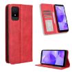 TCL 502 Red Leather Phone Case - Magnetic Buckle, Retro Texture - 1