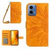 Motorola Moto G04/G24 HT04 Yellow Leather Phone Case with Lanyard - 1