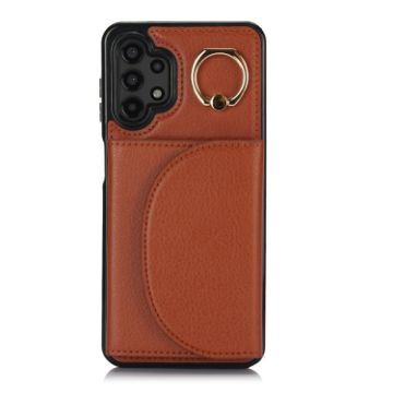 Samsung Galaxy A13 4G/5G YM007 Ring Holder Card Bag Phone Case (Brown) - 1