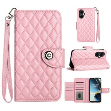 OnePlus CE 3 Lite 5G/Nord N30 Pink Leather Phone Case with Lanyard - 1