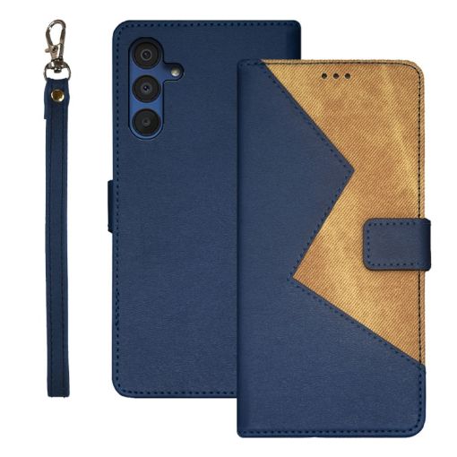 Samsung Galaxy A15 5G Leather Phone Case Blue - 1